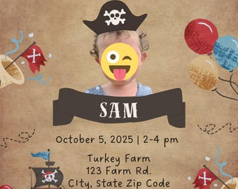 Invitación de cumpleaños de piratas – Invitación imprimible para fiestas infantiles (personalizable)