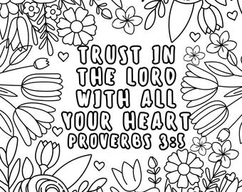 Página para colorear de Proverbios 3:5 / Página para colorear de versículo bíblico