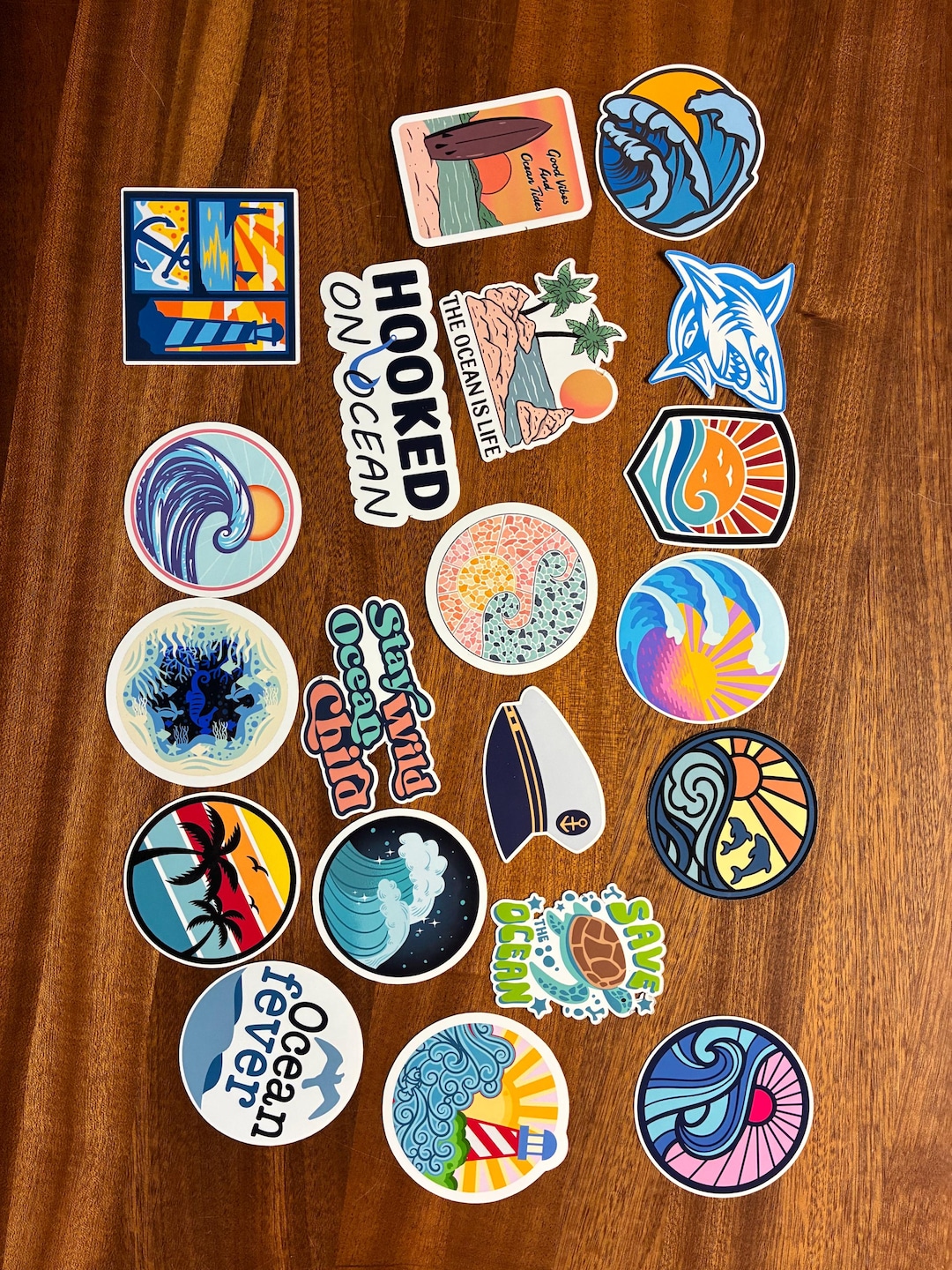 Ocean Waterproof Sticker Pack: Beach, Surf & Sea Life Vinyl Decals - Etsy