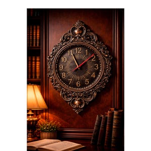 Old Money Decor Wall Clock, Dark Academia Art, Gothic Library Timepiece, Mens Office Gift, Wood 5th Anniversary, Unique Luxury Wall Decor