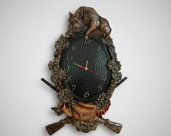 Hunter Wood Wall Clock, Wild Boar Lodge Decor, Gift For Hunters & Anniversary Gift Men