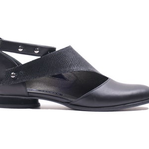 THERA BLACK Handmade Leather Women Flat Shoes 2023 Summer Collection FREE Shipping image 2