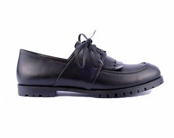 NAVID O  - Black - Tan - Handmade Leather Women Shoes - 2021-2022 Winter Collection