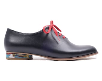 SADIE Black / Rose / Powder FREE SHIPPING - Handmade Leather Women Flat Shoes 2023 Summer Collection