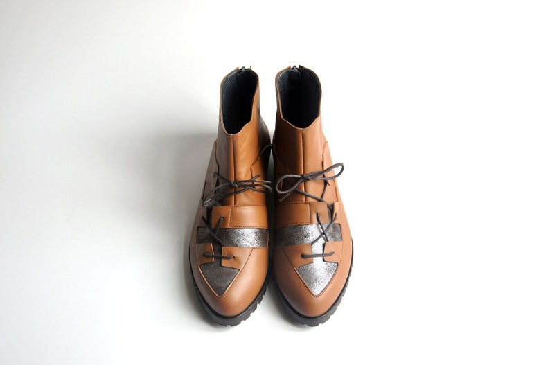 Maestory Collection Ginger Brown SHARKIE FREE SHIPPING Handmade Leather Women Boot
