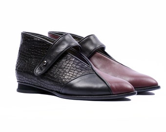 KORA Strapped - Blak- Black Burgundy - FREE SHIPPING Handmade Shoes 2021/2022 Winter Collection