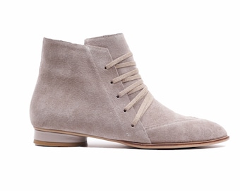 ALEXA Flat Boot - Suede - FREE SHIPPING - Handmade Leather Women Boots 2022/2023 Winter Collection