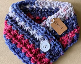Crochet Pet Scarf Bandana: Sparkle Yarn, Decorative Button