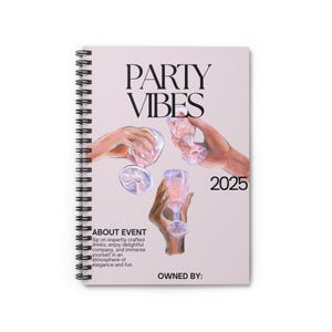 Pink Party Vibes Spiral Notebook - Ruled Line, Girls Women Elegant Diary Journal Planner, Gift for Her, Stationery Supplies, Back to School