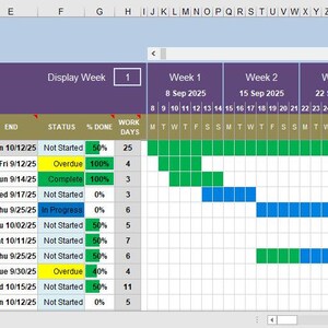 PMP Gantt Chart, Excel Progress Tracker, Customize Excel Gantt Chart