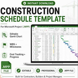 Ms project Template | Construction Schedule Service | Milestone Report Microsoft Projects | Gantt Chart & Critical Path