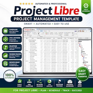 ProjectLibre Template | Pod file Layout | LIbre Gantt Chart | WBS, CPM, Network Diagram | Milestone Tracking |