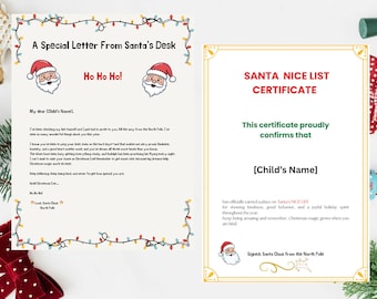Editable Santa Letter & Nice List Certificate | Canva Template (Digital Download)