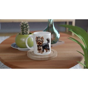 Cute Yorkie Puppy Coffee Mug - Adorable Ceramic 11oz Mug with Colorful Accent - Dog Lover Gift