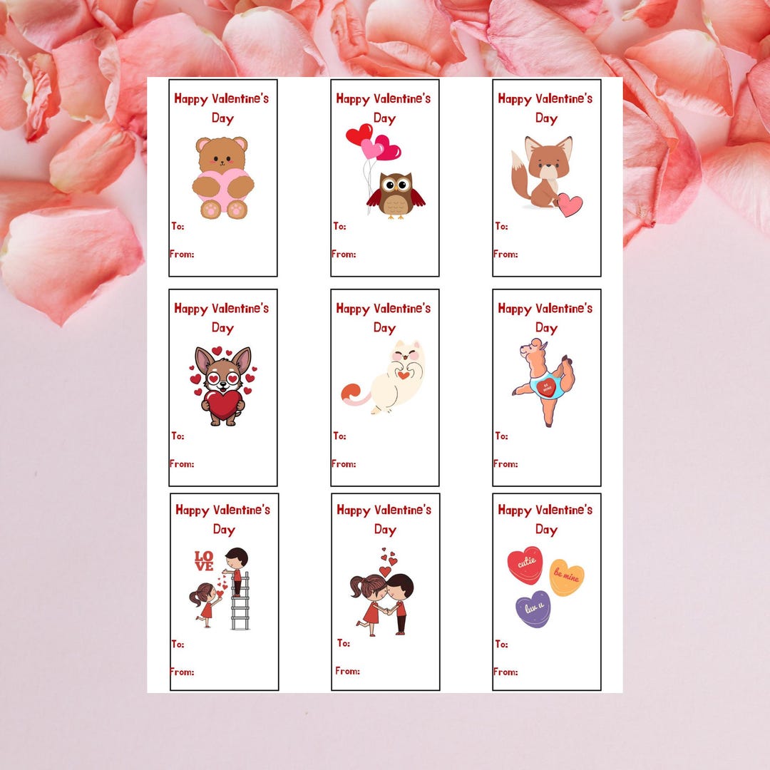 Cute Valentine Gift Tags Printable for Kids - Etsy
