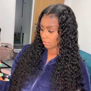 HD Lace Closure Wig 24&quot; Deep Wave | 4x4 Transparent Lace | 100% Virgin Human Hair | Pre-Plucked Hairline | Curly wig for black women