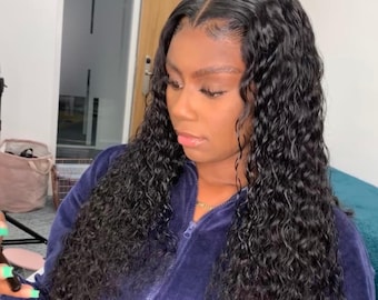 24" HD Lace Deep Wave Wig | 4x4 Transparent Closure, Virgin Hair