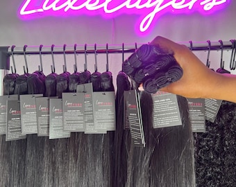 Extensiones de cabello indio crudo sin procesar / Extensiones de cabello virgen liso / Extensiones de lujo para instalaciones sin costuras / Extensiones de cabello para mujeres negras