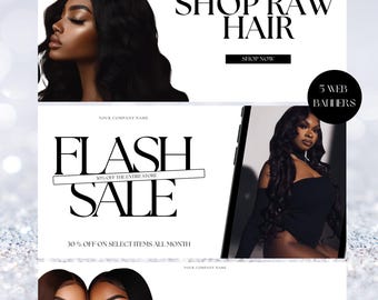 5 Website Banners, shopify, shopify web banners, beauty banners, hair banners, makeup banner, web banner, wix web banners, banner template
