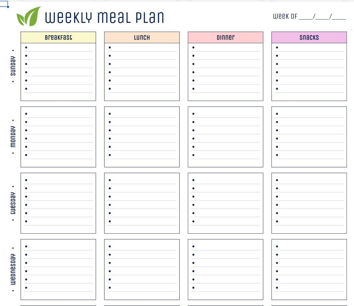 Weekly Meal Planner - Printable - Aesthetic - Etsy