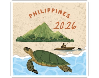 Philippines Convention 2026 Sticker, Sea Turtle Banca Boat Island Art