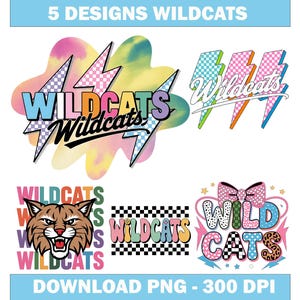 Wildcats Png, Checkered Png, Retro Wildcats Sublimation, Game Day Png, Wildcats Shirt, Wildcats Mascot Png, Neon Wildcats Png