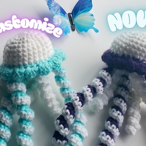 Gehäkelte Qualle, Amigurumi Qualle, Qualle Spielzeug, Qualle Schlüsselanhänger, Qualle Geschenk, Ozean Thema Kinderzimmer, Ozean Dekor, Kinderzimmer Dekor.