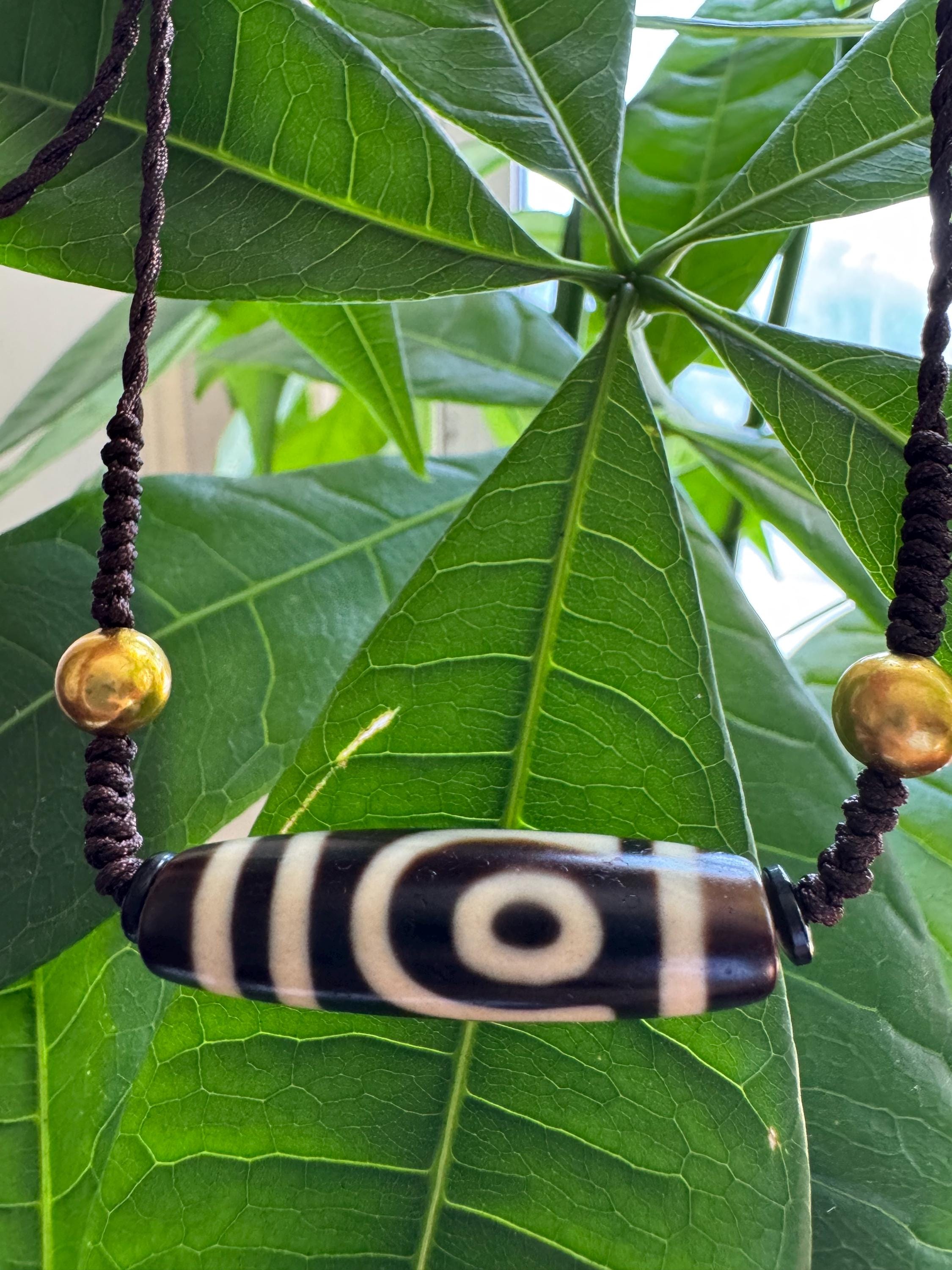 ネックレス beads(二眼) dZi Two DharmaShop - Necklace Bead Dzi Togetherness Eye アンティーク雑貨
