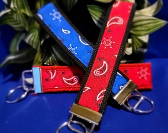 Red Bandana print Wristlet/Key Fob