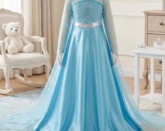 Elsa Schneekönigin Kleid, Prinzessin Elsa Kleid für 5-jährige, Elsa inspirierte Kleid 4T, Blaue Elsa Kleinkind Kleid, Eiskönigin Kleid, Elsa Kleid für Mädchen