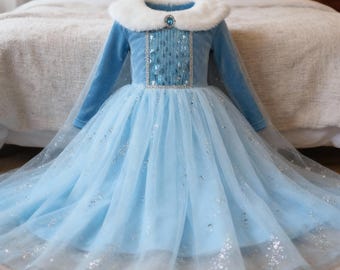 Elsa princess dress for girls, Elsa inspired dress, Elsa snow queen dress, Elsa dress toddler, Blue Elsa dress, Elsa dress for birthday girl
