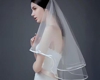 Velo de novia sencillo, velo de novia elegante, velo de novia clásico, velo de capilla corto, velo de despedida de soltera, velo para fotos de compromiso