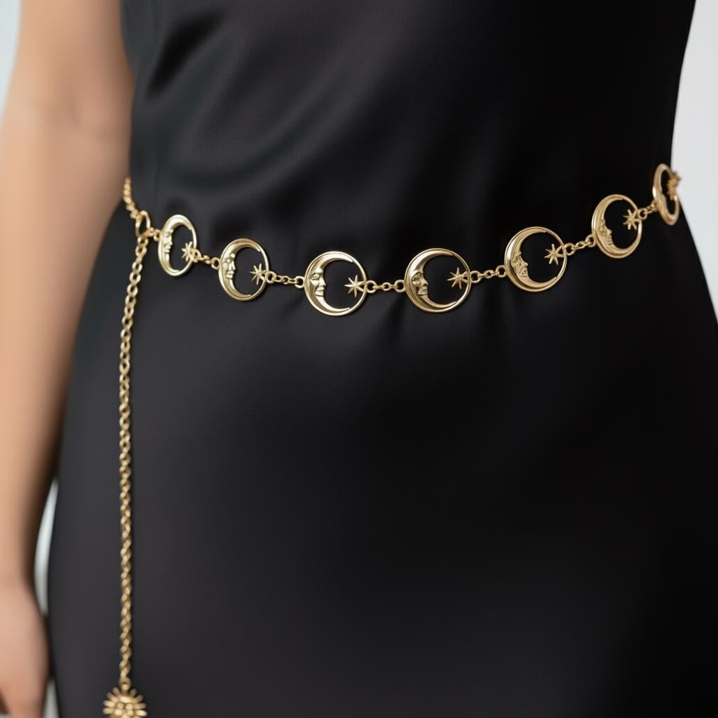 Moon Chain Belt, Moon Star Waist Chain, Celestial Moon Body  display picture 2