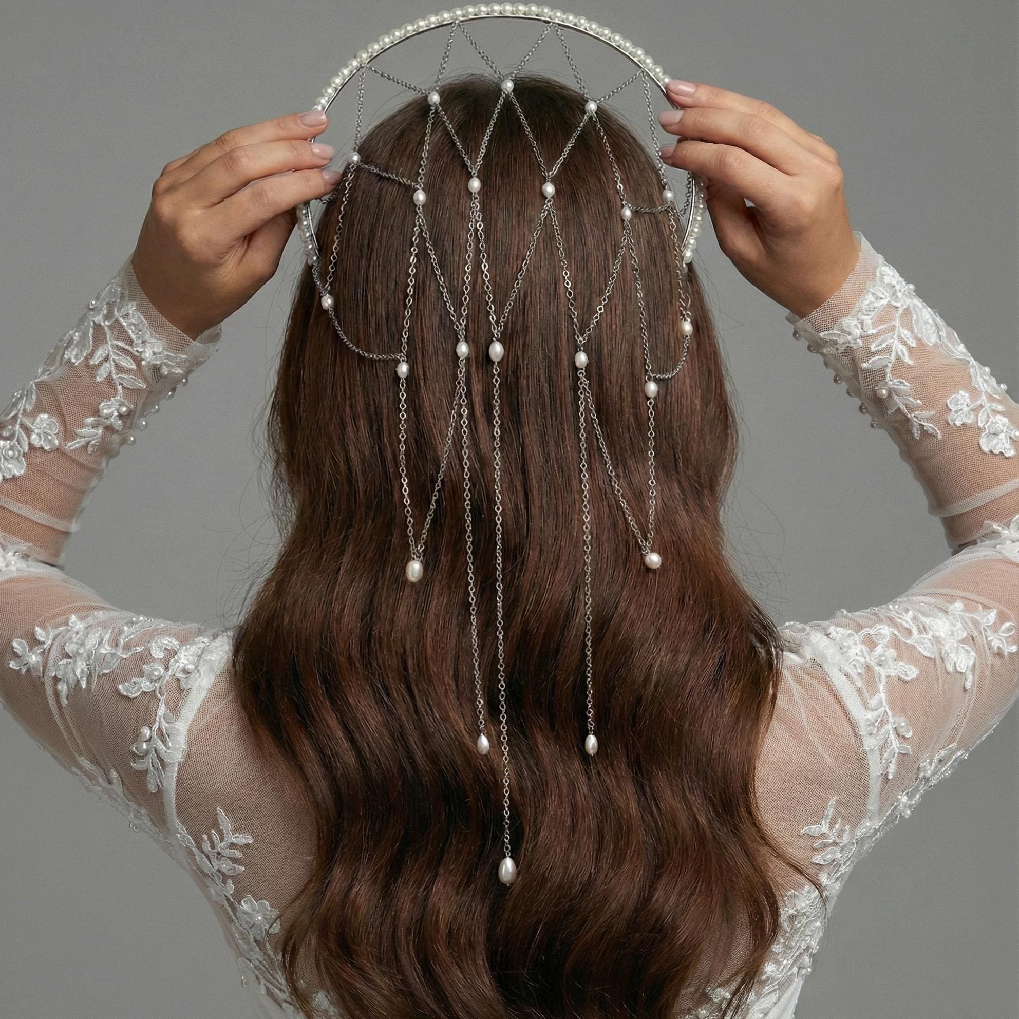 Pearl Tassel Hair Band, Pearl Hair Accessory, Bridal Pearl 