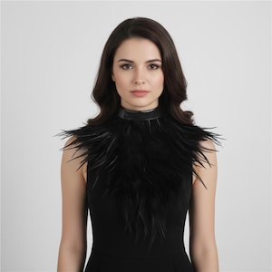 Capa De Plumas Naturales Para Mujer | Cuello De Plumas De 28-30 Cm | Con Forro De Poliéster | Accesorio Para Fiestas, Bodas Y Cosplay