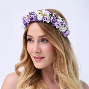 Purple flower crown, Flower crown adult, Flower girl flower crown, Fairy crown, Floral headpiece, Flower crown wedding, Flower headpiece