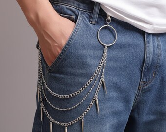 Jean chain silver, Pants chain, Wallet chain, Chain for jeans, Biker jeans chain, Punk wallet chain, Layered jean chain, Gothic jean chain
