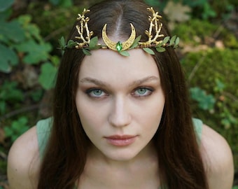 Twig crown tiara, Moon tiara crown, Elf Crown Headpiece, Forest Crown Headpiece, Fairy Crown Headpiece, Woodland Crown,Elven Crown Headpiece