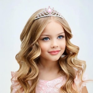 Rosa Prinzessin Tiara, rosa Tiara Krone, rosa Tiara Mädchen, Kleinkind Prinzessin Krone, Kinder Prinzessin Tiara, rosa Geburtstagskrone, Strass Tiara
