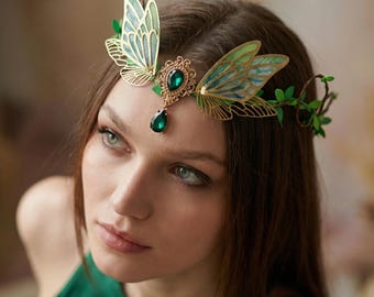 Zeyune Cerchietto Con Farfalla Monarca Verde - Fascinator Con Fili Flessibili - Accessorio Moda Per Tea Party, Matrimonio E Festival - 3