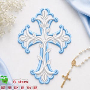Embroidery Cross Design | Embroidered Cross Design | Religious Elegant Satin Stitch Cross 5 Sizes | Machine Embroidery File | Instant Download