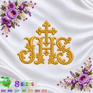 Sacred IHS Embroidery Design | IHS Christian Embroider| 8 Sizes | Machine Embroidery Design | Instant Download