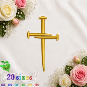 Nail Cross Embroidery Design, In 20 Sizes (3cm-22cm), Jesus Cross, Christ Cross, Christian Cross, Machine Embroidery, Instant Download