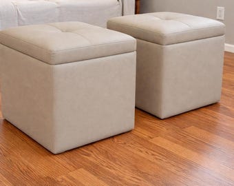 Custom Sea Oyster Ottomans Set of 2  23.5 Square