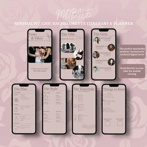 Aesthetic Pink Bachelorette Weekend Invitation Template | Minimalist Canva PDF | Itnerary, Dress Code, Packing List, Bridal Party Intro