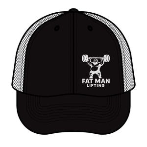 Fat Man Lifting Trucker Hat: Retro Gym Cap, Fitness Gift