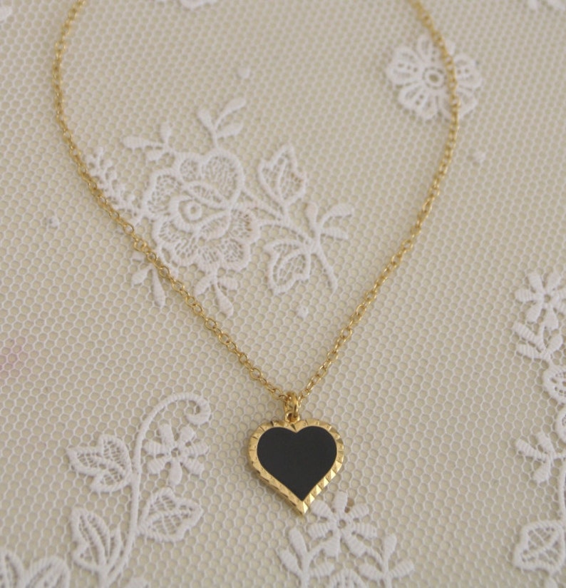 Black heart gold necklace Clearance