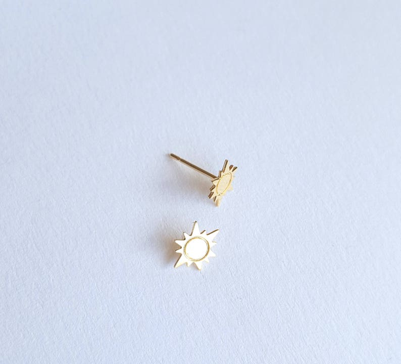 Gold Plated Chain Earrings Dainty Sun Earrings Thin Chain Stick Earrings Delicate earrings Long Threader Earrings sun jewelry