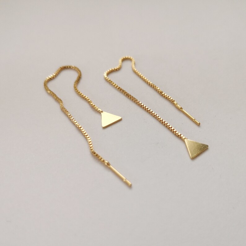 Threader Earrings dainty earrings Geometric threaders Thin Chain Stick Earrings Gold Plated Chain Earrings Triangle threader earrings