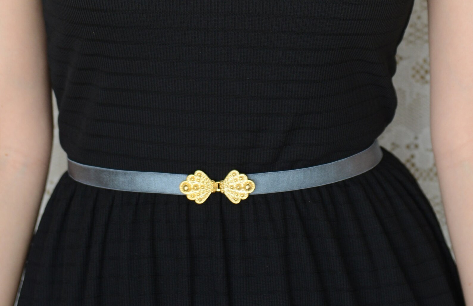 Gray Waist Belt Gold Buckle Grey Belt Wedding Accessory Etsy